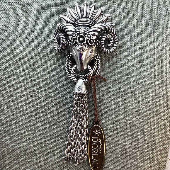 Vintage D’Orlan Silver Ram Brooch with Tassels - Picture 3 of 6